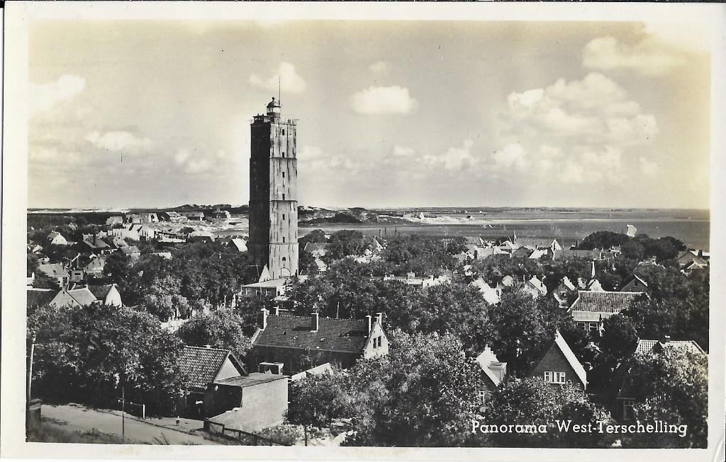 Terschelling, West-Terschelling, vuurtoren, panorama, Verzenden, 1940 tot 1960, Ongelopen, Waddeneilanden