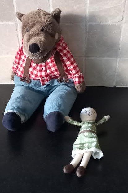 knuffel Boze wolf met oma, Ophalen of Verzenden, Zo goed als nieuw, Overige typen