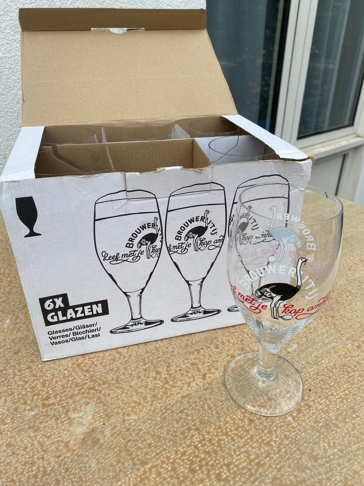Brouwerij ‘t IJ 6 bierglazen, Ophalen, Zo goed als nieuw, Bierglas