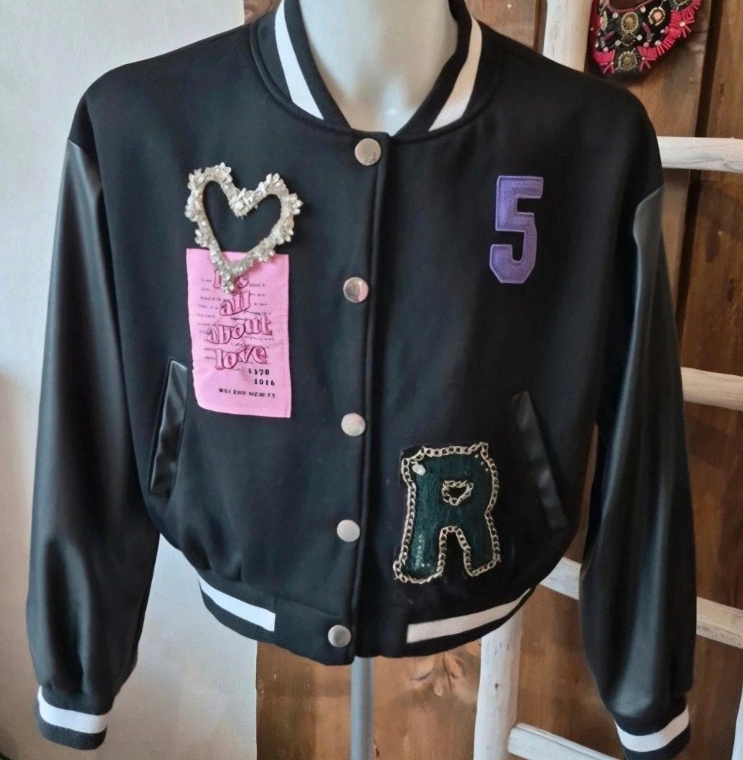 Baseball jack maat L, Ophalen, Maat 42/44 (L), Zwart