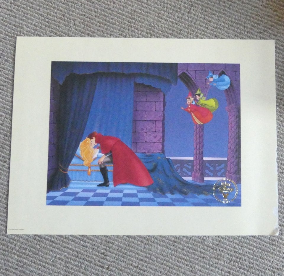 Walt Disney litho print Doornroosje Sleeping Beauty film '96, Ophalen of Verzenden, Sneeuwwitje of Doornroosje, Gebruikt, Plaatje of Poster