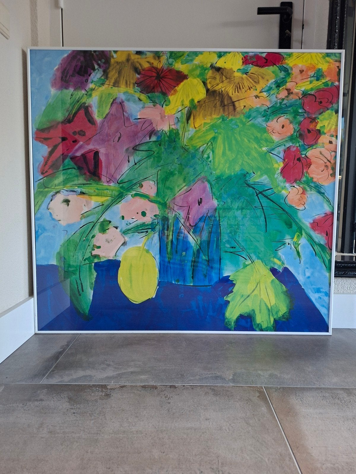 Schilderij/poster vaas met bloemen, Ophalen of Verzenden, Zo goed als nieuw, Foto of Poster