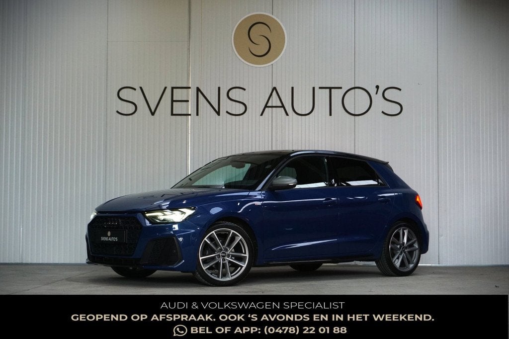 Audi A1 Sportback 30 TFSI 3x S-Line|Sonos|Sfeer|Carplay|Stoe, Auto's, Zwart, Blauw, Leder en Stof, Bedrijf