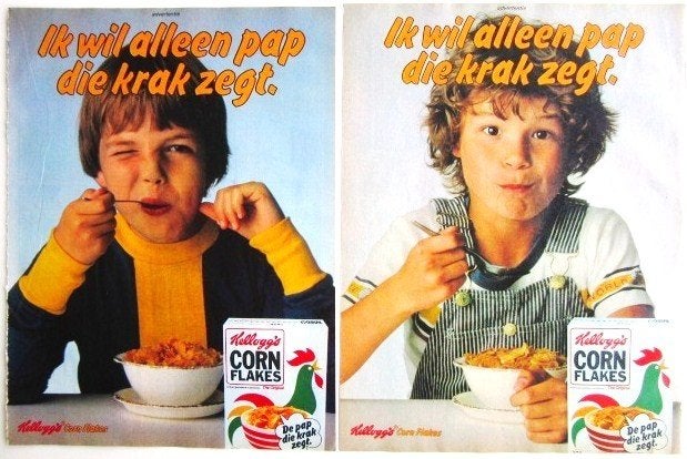16 vintage advertenties reclames Kelloggs Corn Flakes 35-80, Ophalen of Verzenden, Gebruikt, Overige typen