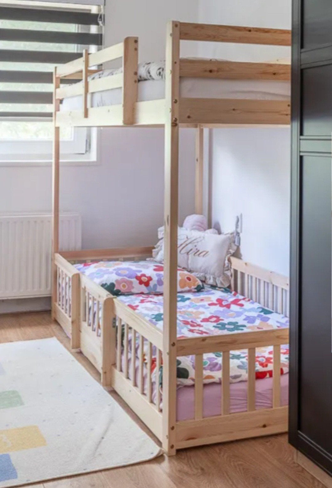 Stapelbed met hekje - 208x101.5x150 cm, Huis en Inrichting, Ophalen, Tweepersoons, Stapelbed