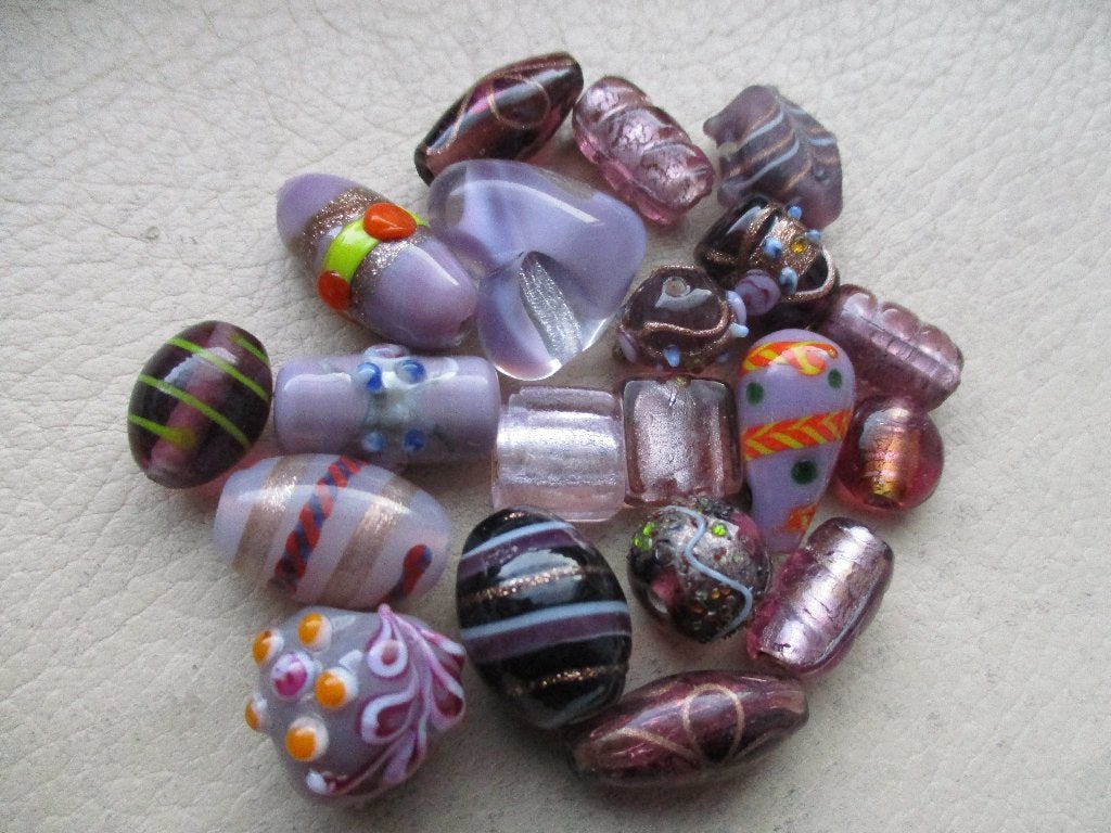 868/ mix paarse lampwork glaskralen, Ophalen of Verzenden, Nieuw, Kraal