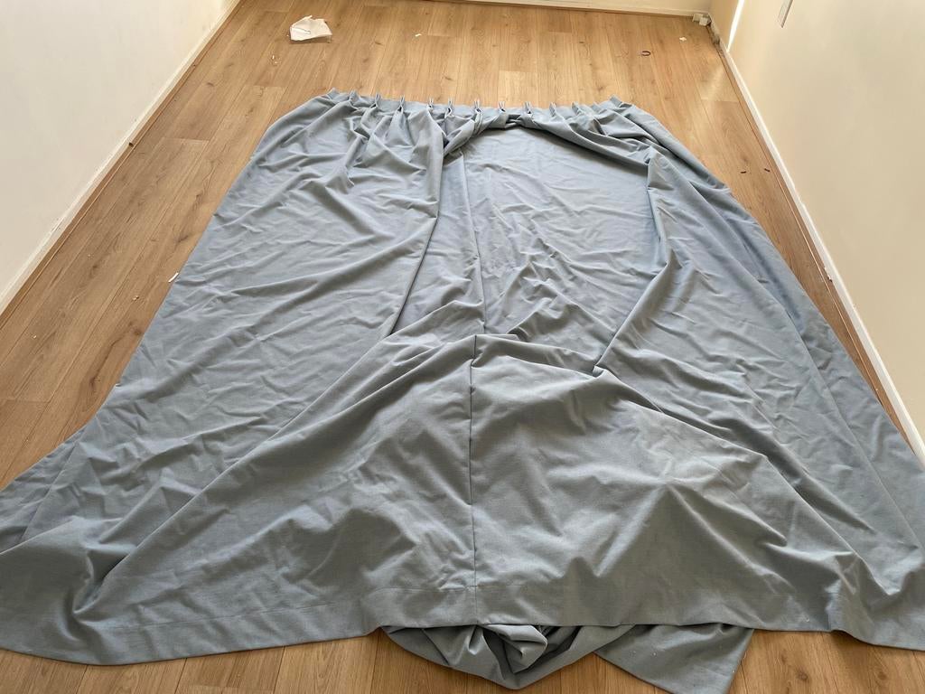 Maatwerk Gamma Gordijn Lise 4504 Scandi Blue 134x262cm (2x), Ophalen of Verzenden, Gebruikt, Blauw, 200 cm of meer