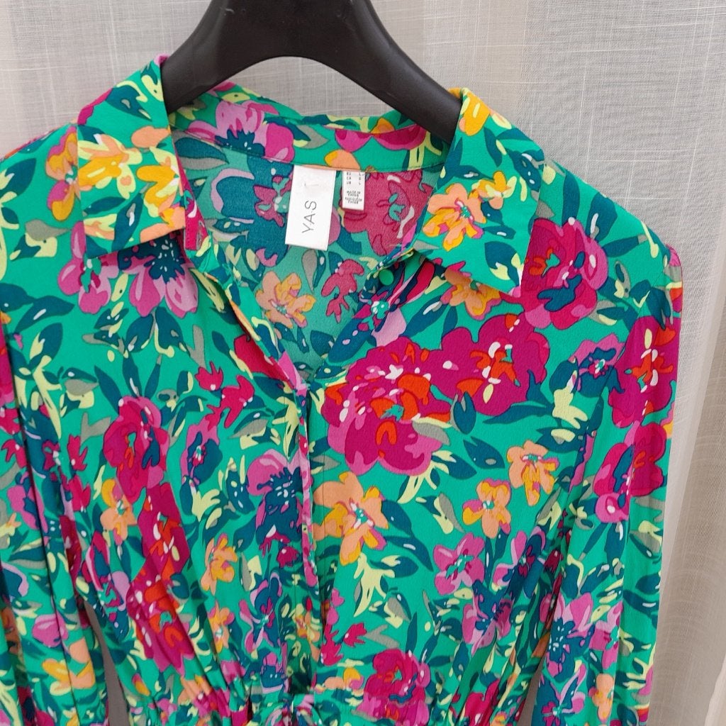 YAS jurk groen bloemen maat L nieuw, Maat 38/40 (M), Nieuw, Ophalen of Verzenden, Onder de knie