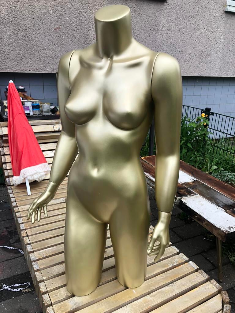 Paspop , torso , mannequin goudkleur, Ophalen, Gebruikt, Paspop
