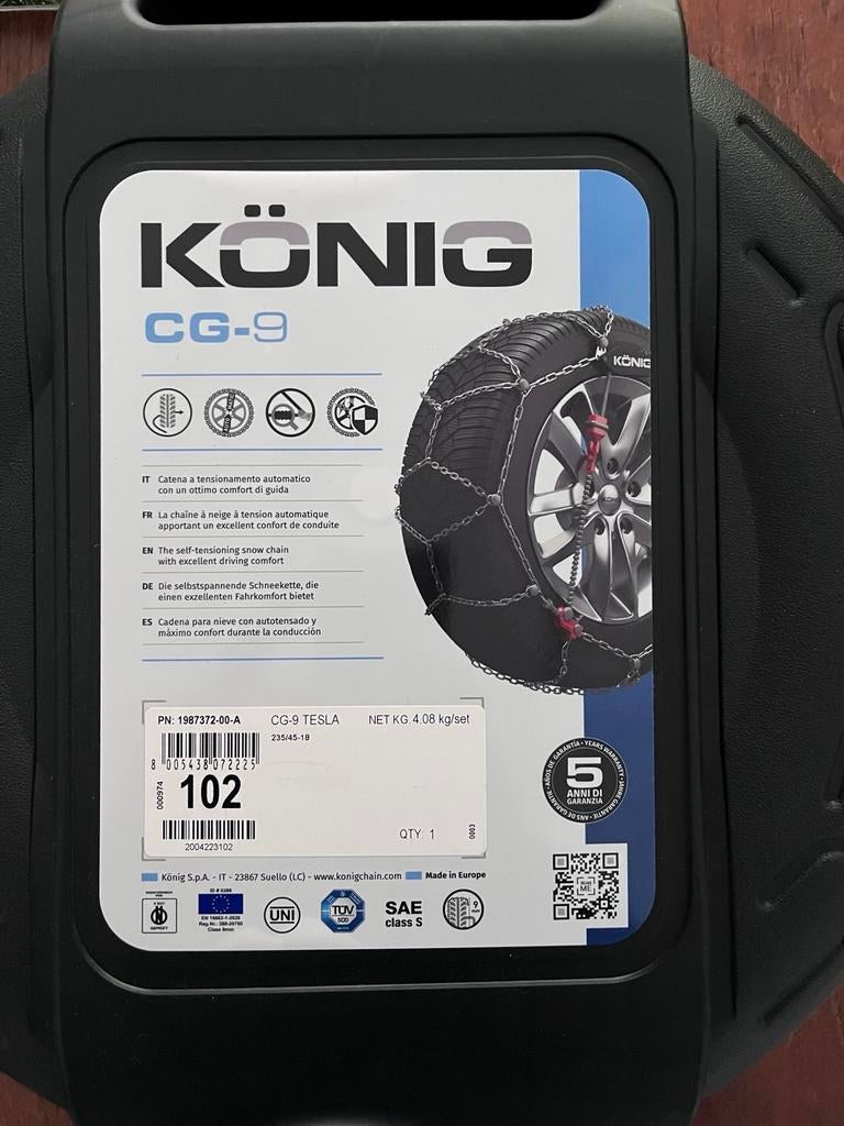 König CG-9 Tesla Sneeuwkettingen - 235/45-18, Auto diversen, Sneeuwkettingen, Ophalen of Verzenden, Nieuw