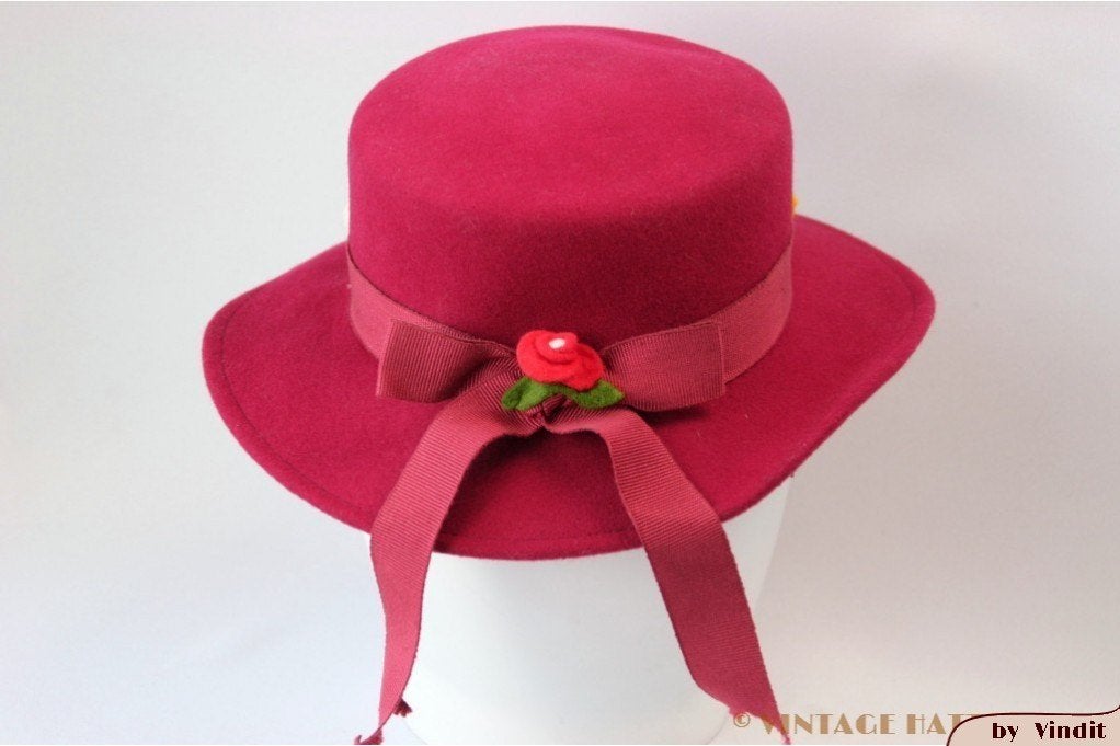 Vintage meisjes / Dameshoed Benetton roze 52 = XXXS!, 55 cm (S, 6⅞ inch) of minder, Ophalen of Verzenden, Gedragen, Hoed