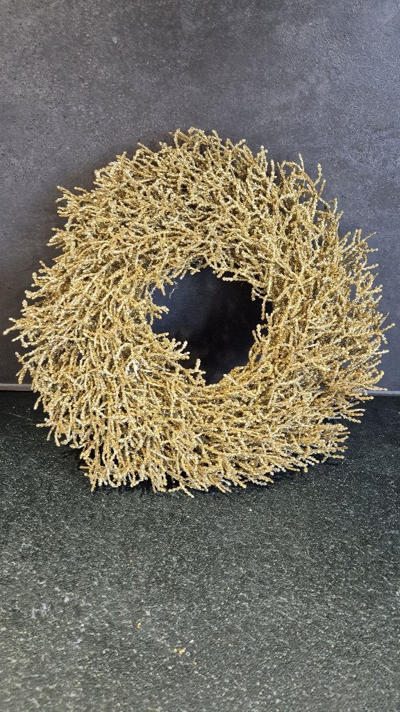 Kerstkrans, tapasschaal, hapjes, gouden takjes. 38cm. S47, Tweedehands verkoop, Tweedehands verkoop, Gebruikt, Ophalen of Verzenden