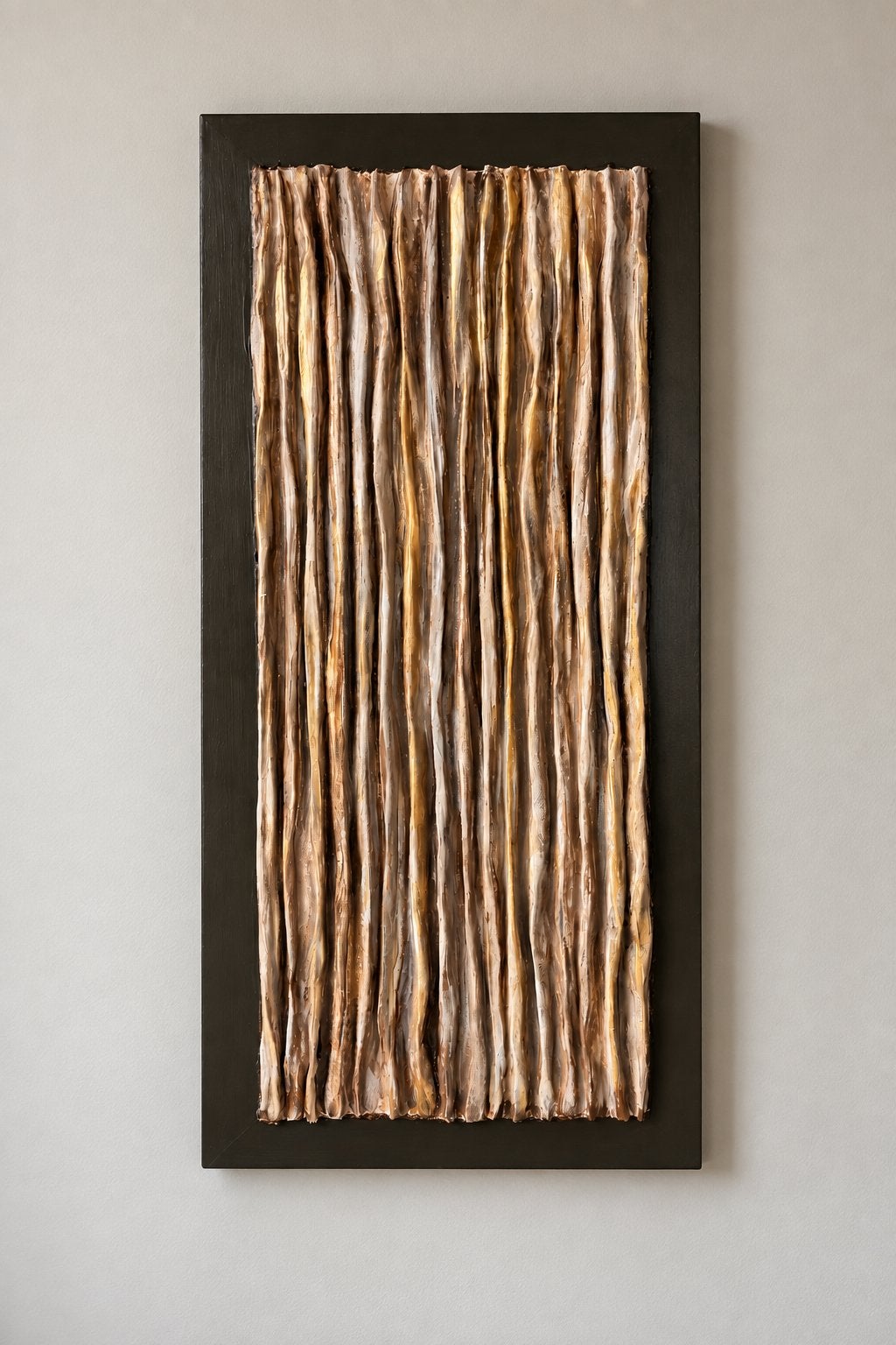 Handgemaakt 3D wandtableau 35 x 70 cm | klei op canvas |, Ophalen of Verzenden, Nieuw