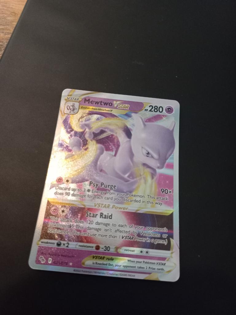 Mewtwo vstar, Hobby en Vrije tijd, Verzamelkaartspellen | Pokémon, Ophalen of Verzenden, Zo goed als nieuw, Losse kaart, Foil