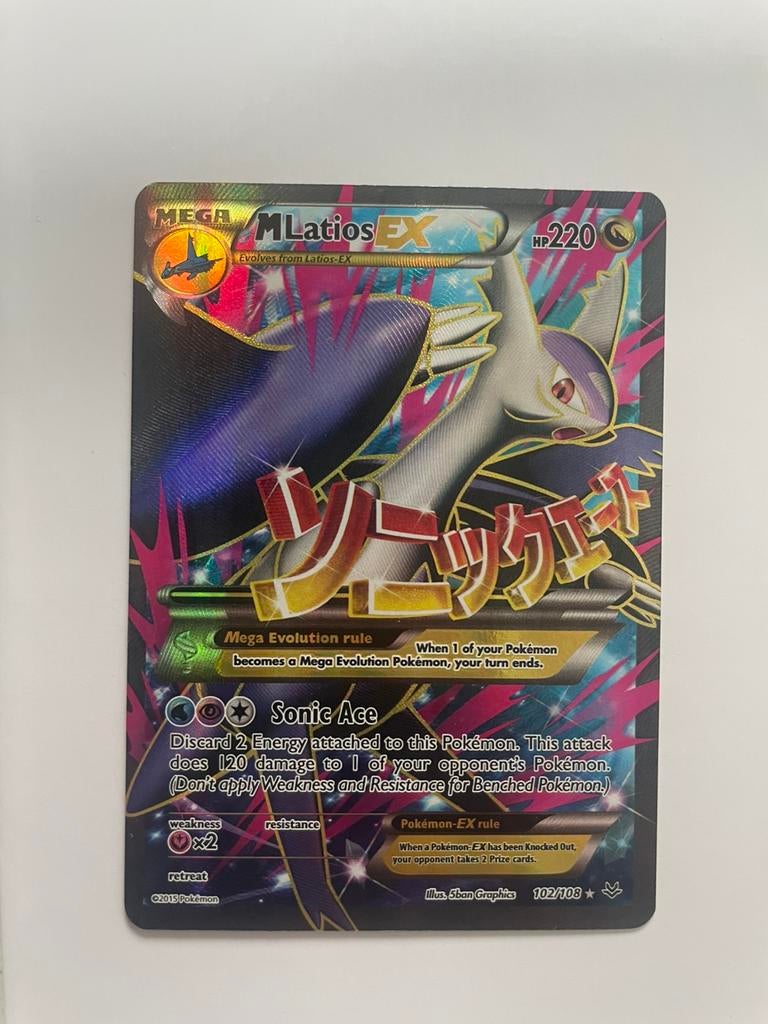 Mega Latios EX 102/108 Pokemon kaart, Ophalen of Verzenden, Zo goed als nieuw, Losse kaart
