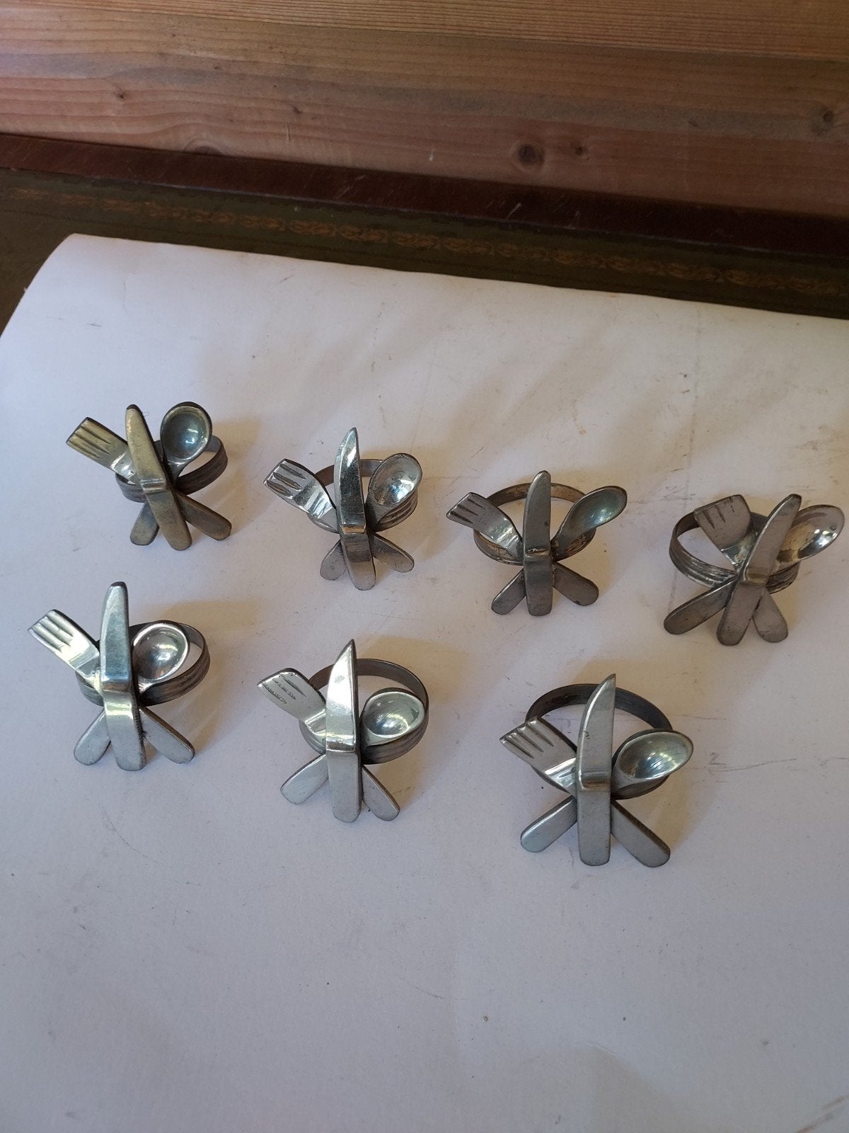 7 stuks bijzondere servetringen, Gebruikt, Vintage, Ophalen of Verzenden, Glas