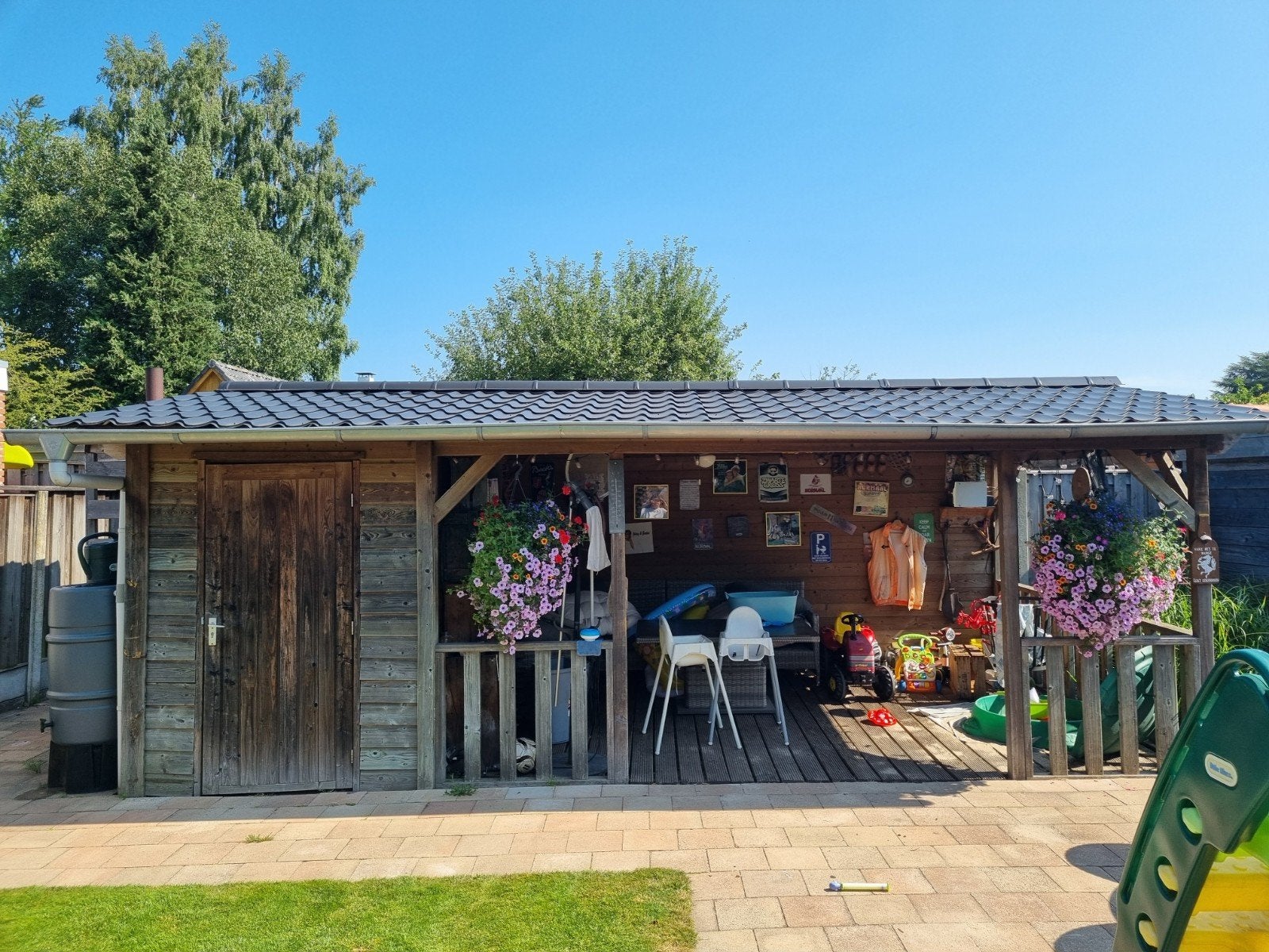 Houten Tuinhuis met Overkapping en Berging, Tuin en Terras, Ophalen, Hout, Overige typen