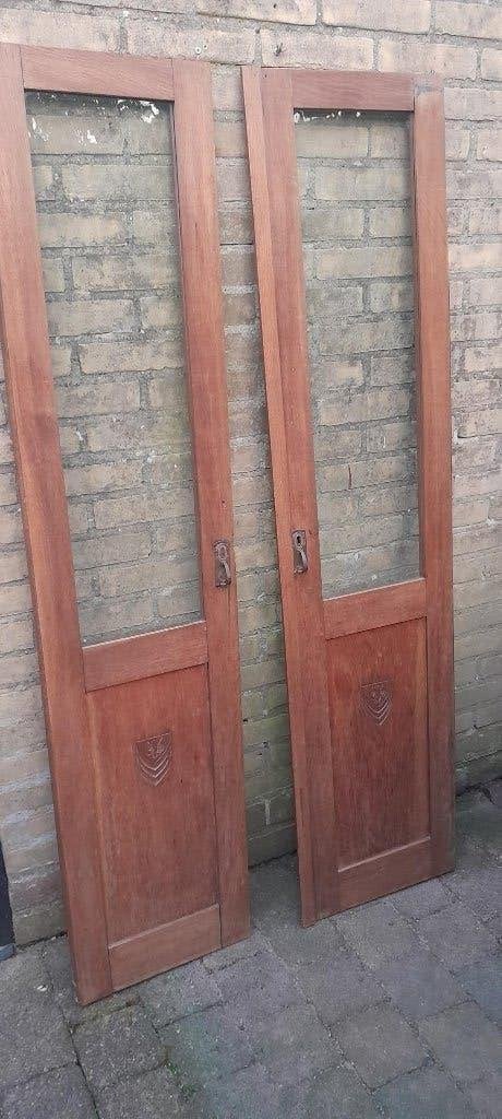 Deuren met glas, antiek, i.g.st. samen € 20,00, Ophalen, Gebruikt