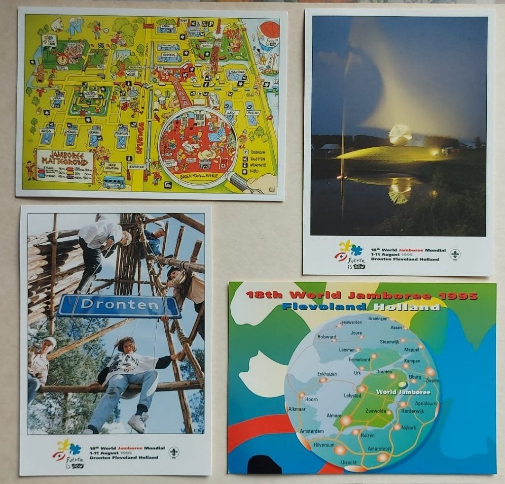 scouting Wereld Jamboree 1995 set met 4 Ansichtkaarten, Ophalen of Verzenden, Nieuw, Overige typen
