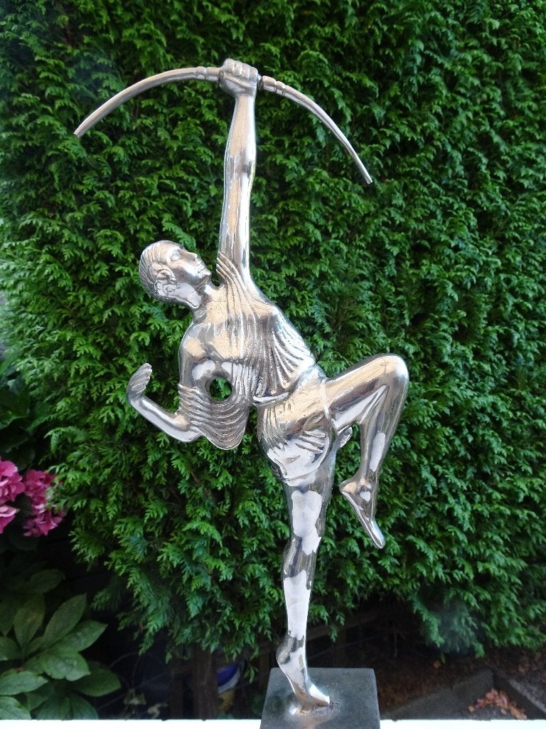 Boogschutter, sculptuur naar Max le Verrier, vernikkeld., Antiek en Kunst, Ophalen of Verzenden