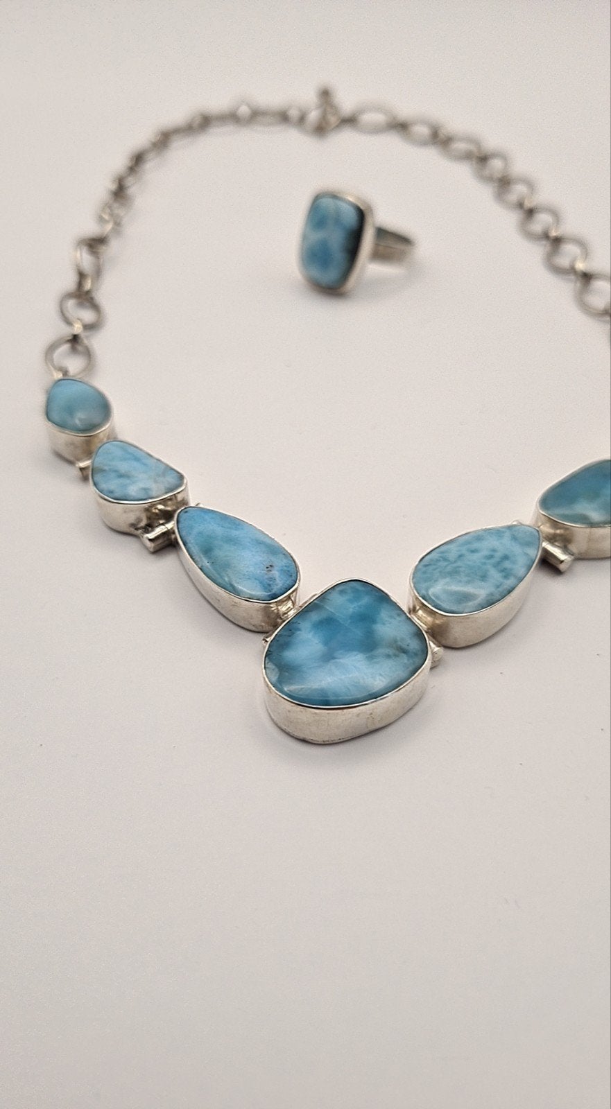 Zilveren 925 sieraden set met Larimar., Ophalen of Verzenden