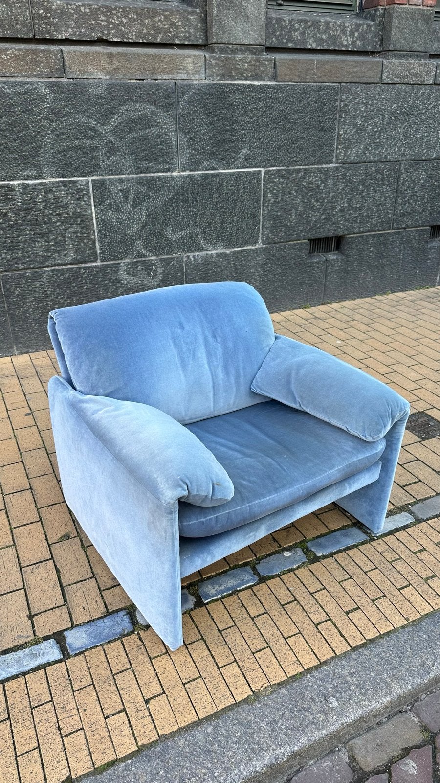Vintage leolux bora bora fauteuil cassina Maralunga stijl, Ophalen, Gebruikt, Blauw, Eén