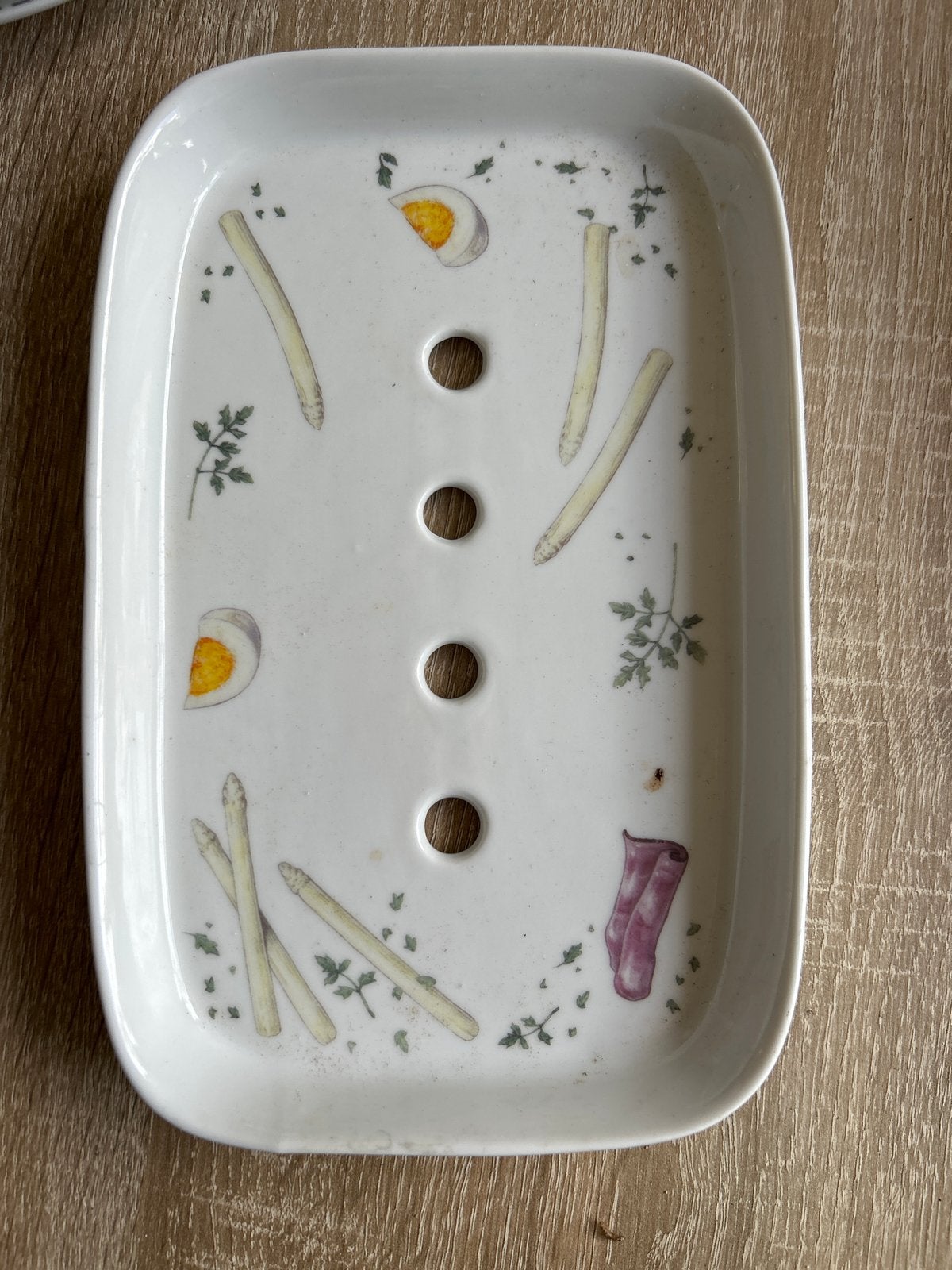Aspergeschaal met eieren en kruiden decoratie, Huis en Inrichting, Keuken | Servies, Overige merken, Keramiek, Ophalen of Verzenden