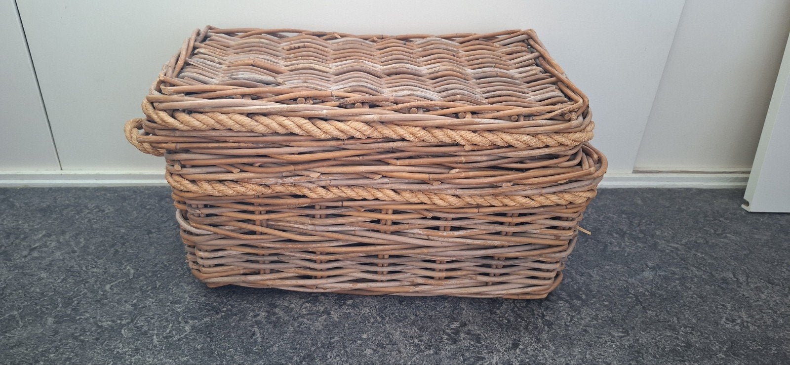 Rieten rotan mand 50x26x25, Huis en Inrichting, Woonaccessoires | Schalen en Manden, Ophalen, Rechthoekig, Riet, Mand