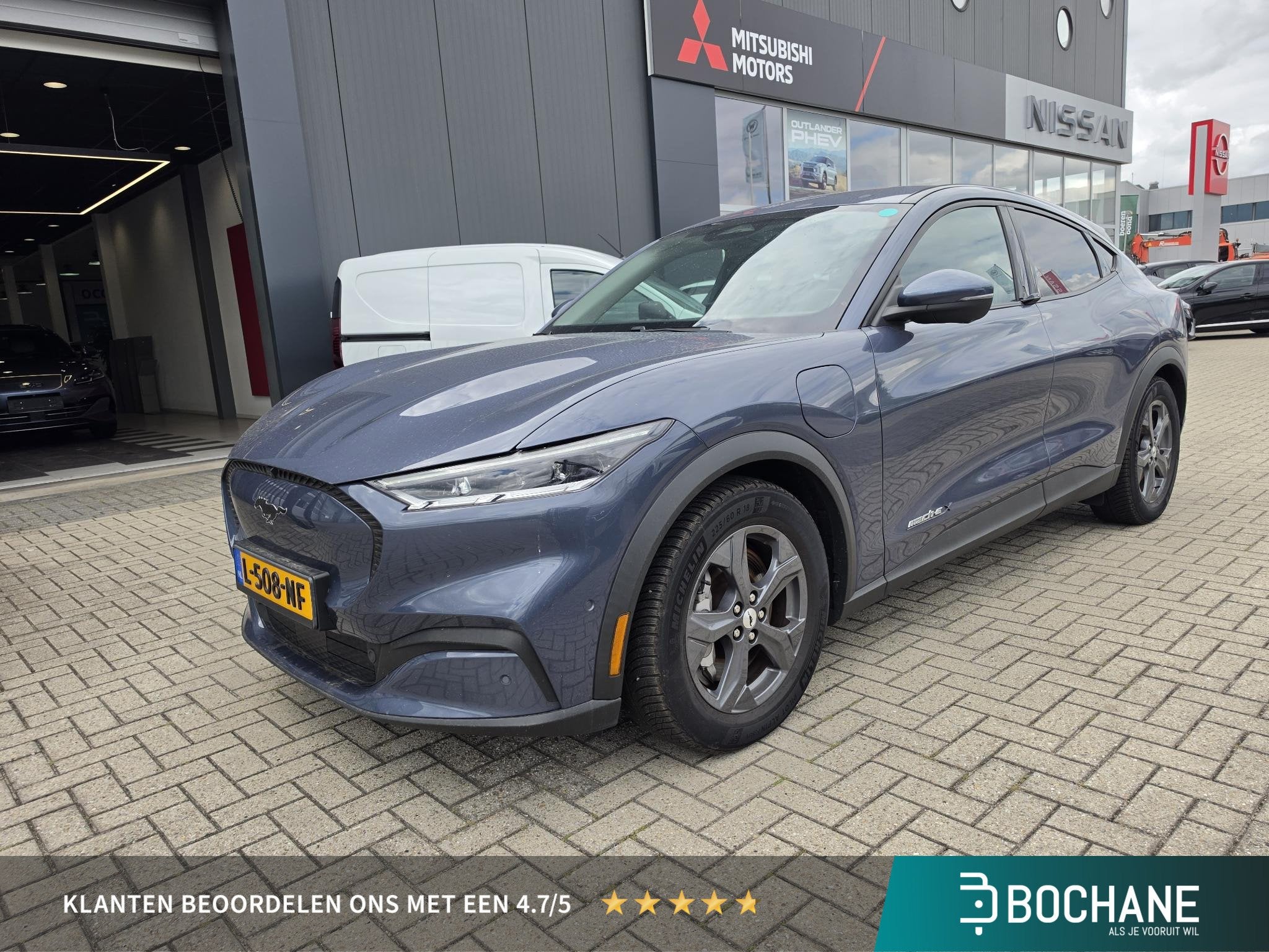 Ford Mustang Mach-E Extended RWD 98 kWh SoH 93% |Trekhaak |, Auto's, Gebruikt, Met garantie (alle), Blauw, 600 km