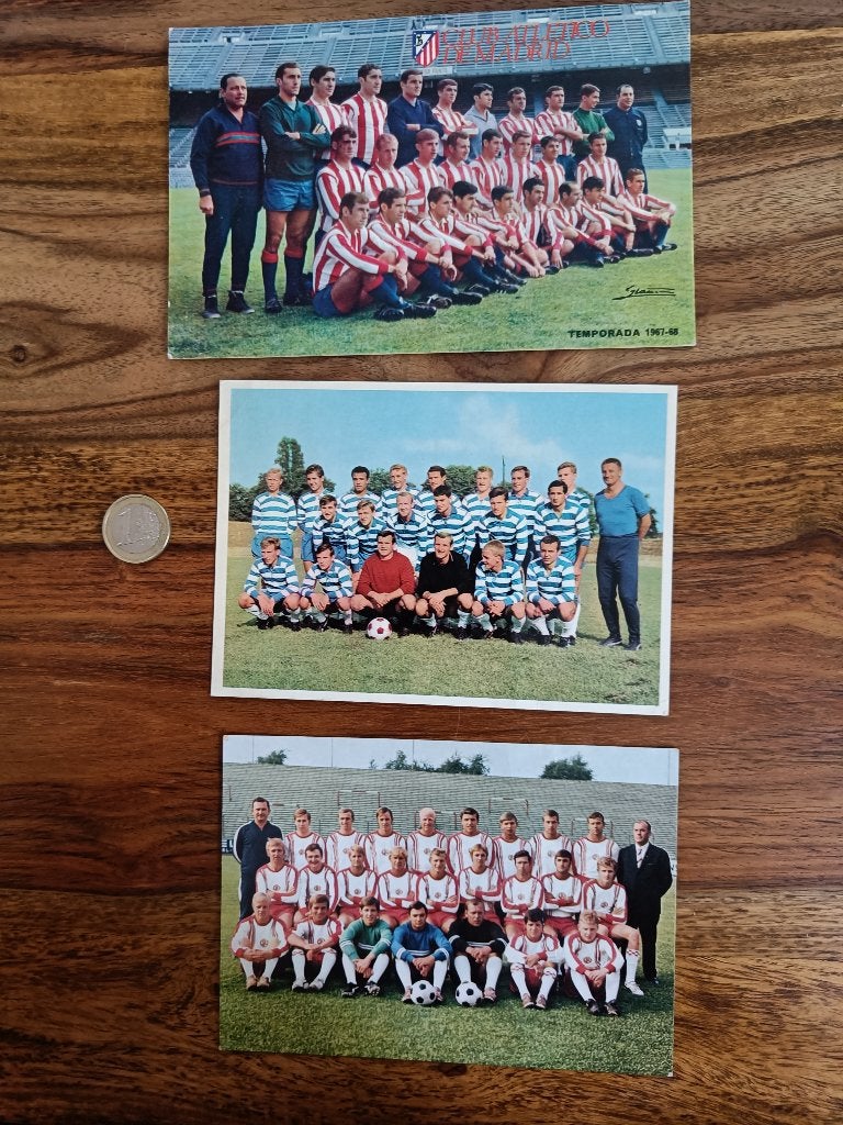 3 elftalkaarten o.a Atletico Madrid en Duisburg, Ophalen of Verzenden, Gebruikt, Buitenlandse clubs, Spelerskaart