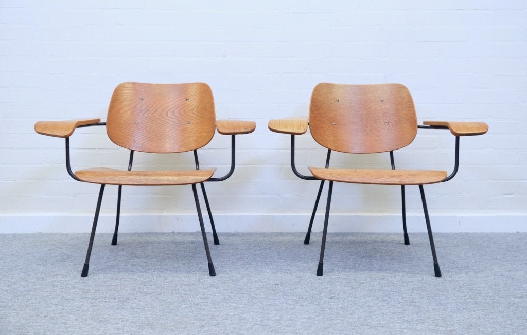 set mid century armstoelen Tjerk Reijenga Pilastro jaren 60, Gebruikt, Mid century, -, Minder dan 75 cm