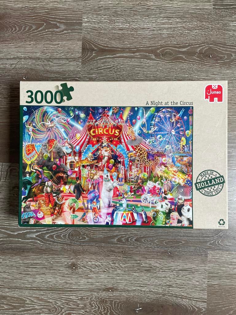 Jumbo puzzel 3000 stukjes A Night at the Circus, Ophalen of Verzenden, Meer dan 1500 stukjes, Gebruikt, Legpuzzel