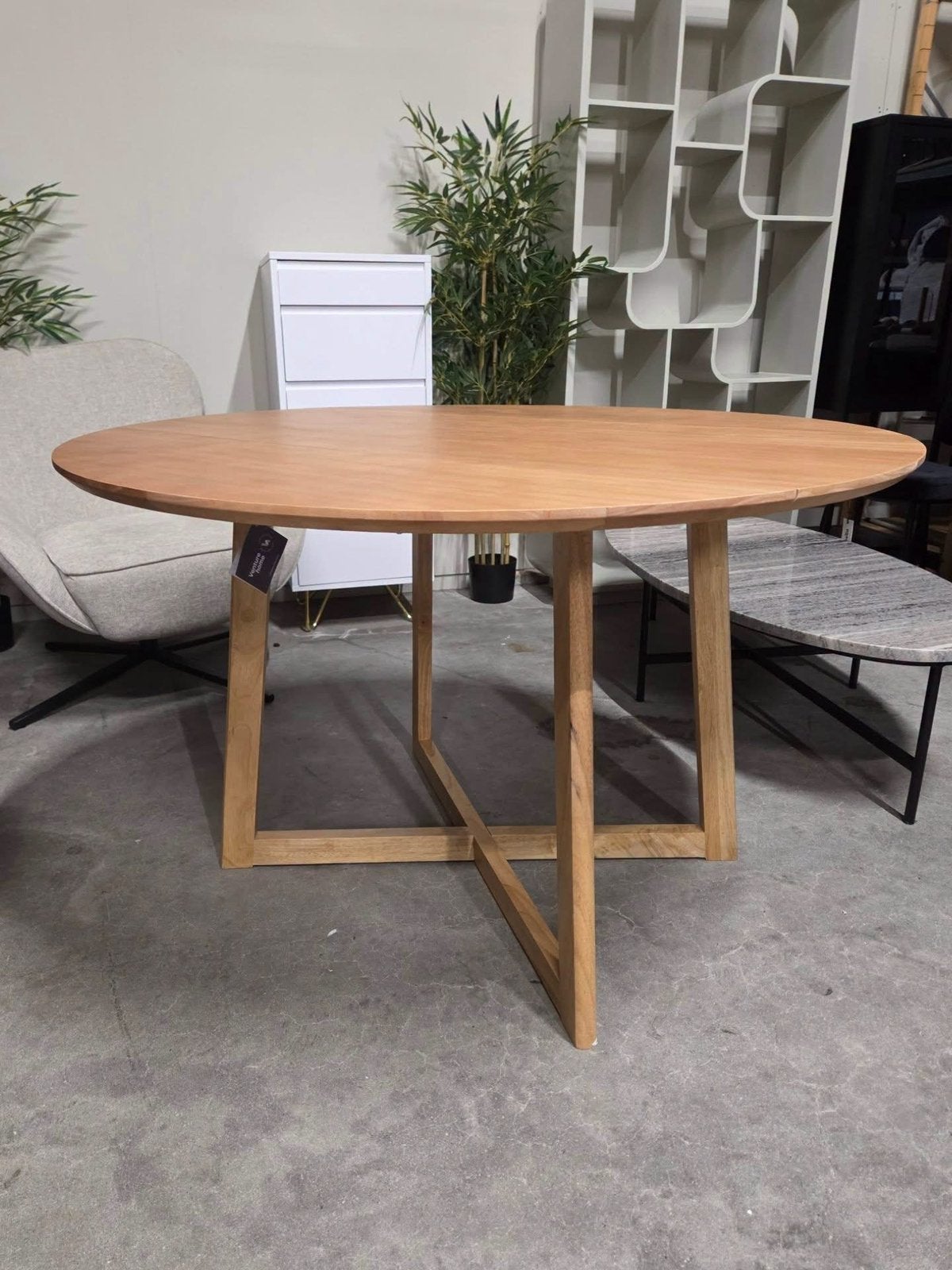 Ronde Inklapbare Eettafel Alece Rubberhout, 120cm van Nohr, Antiek en Kunst, Antiek | Meubels | Tafels, Ophalen