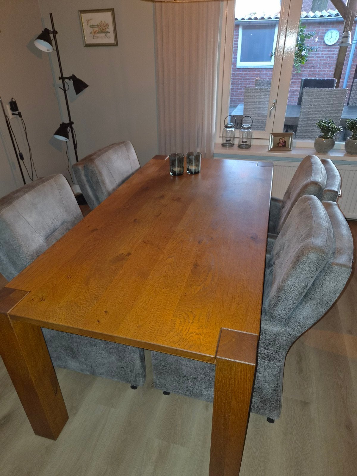 Eetkamer tafel met 4 robuuste stoelen, Huis en Inrichting, Ophalen, Gebruikt, 200 cm of meer, 50 tot 100 cm