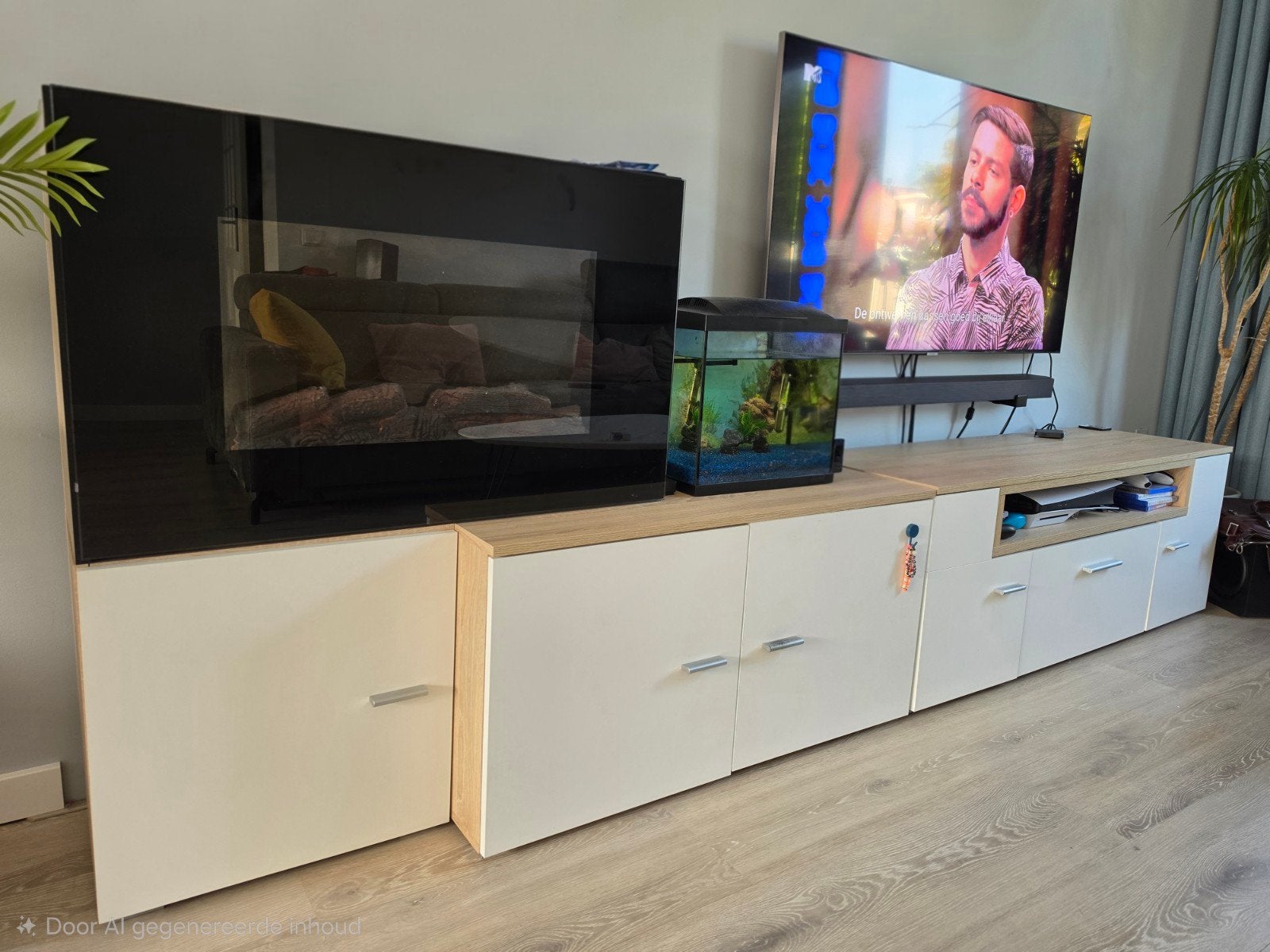 TV-meubel met elektrische open haard - Skraut Home, Ophalen of Verzenden, 200 cm of meer, Minder dan 100 cm, Modern