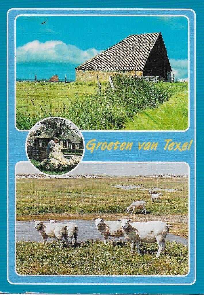 V2 gelopen ansichtkaart groeten van texel, Ophalen of Verzenden, 1980 tot heden, Gelopen, Waddeneilanden