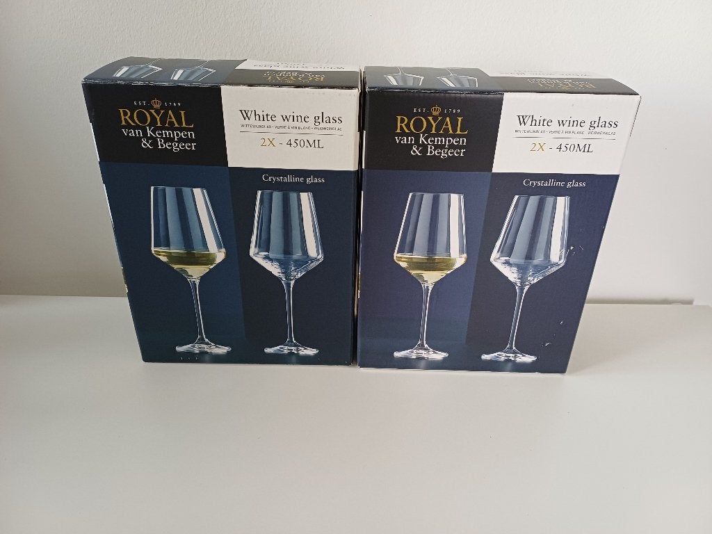 Royal van Kempen&Begeer 4 kristallen wijnglazen Nieuw, Huis en Inrichting, Keuken | Servies, Glas of Glazen, Nieuw, Ophalen of Verzenden