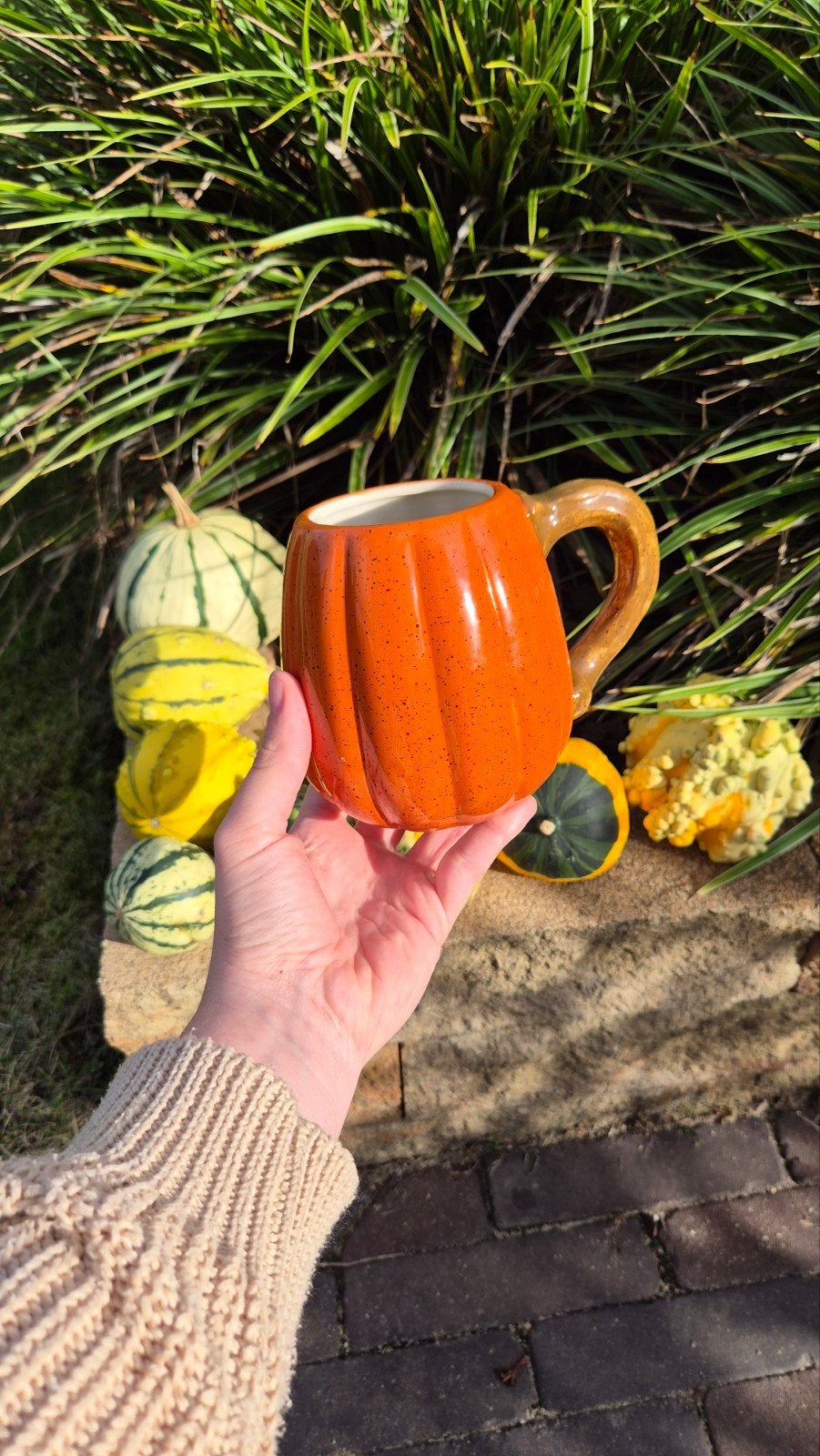 Pompoen Mok - Keramiek - Oranje - Herfstdecoratie, Ophalen, Overige stijlen, Zo goed als nieuw, Oranje