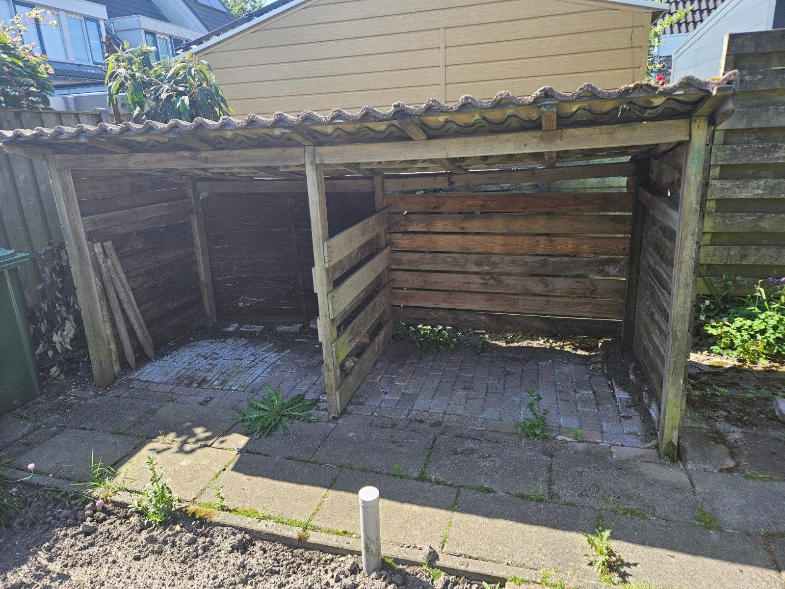 Houten tuinhuisje afdakje overkapping, Ophalen, Gebruikt, Hout, Overige typen