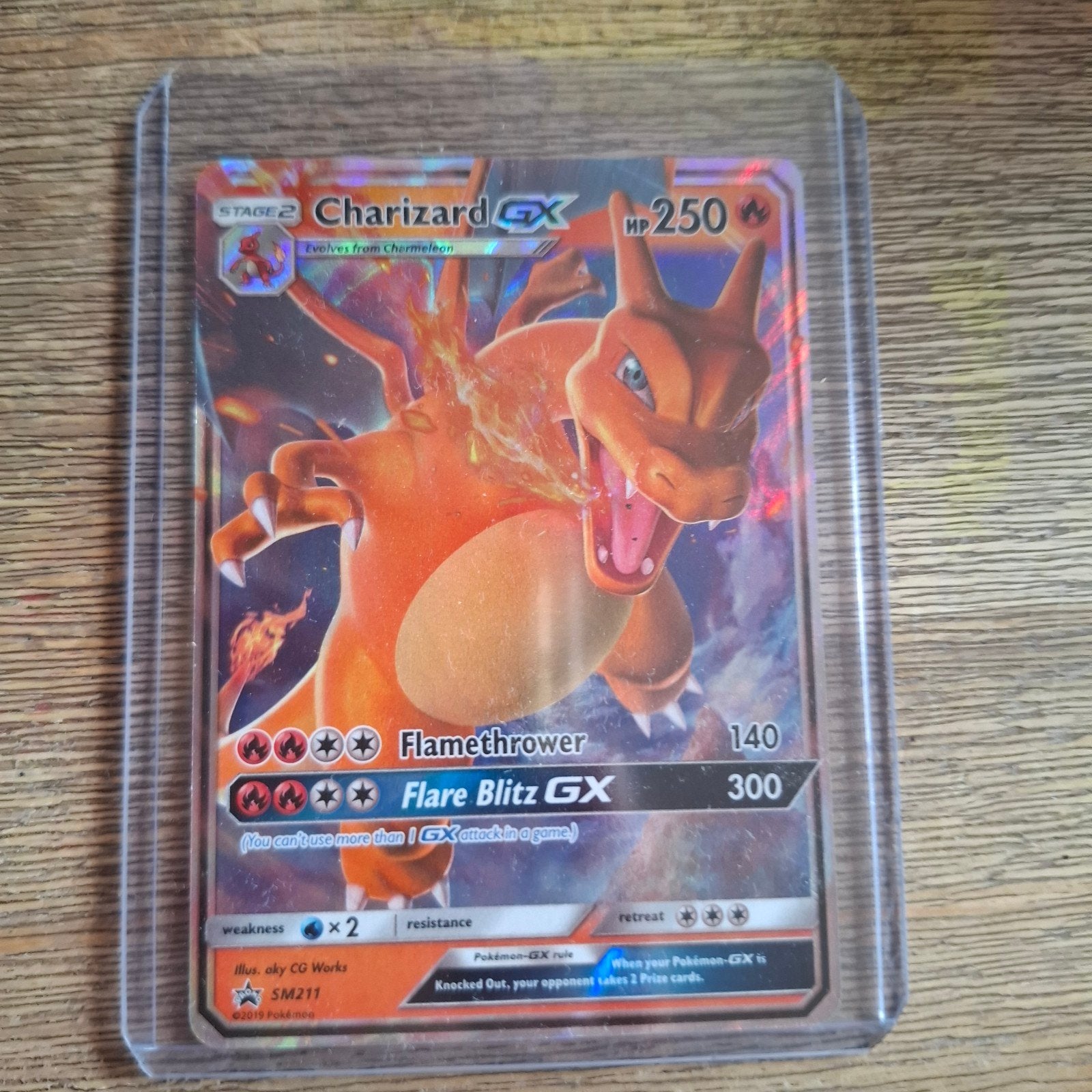 Zeldzame Charizard GX Pokémon kaart., Ophalen of Verzenden, Zo goed als nieuw, Losse kaart