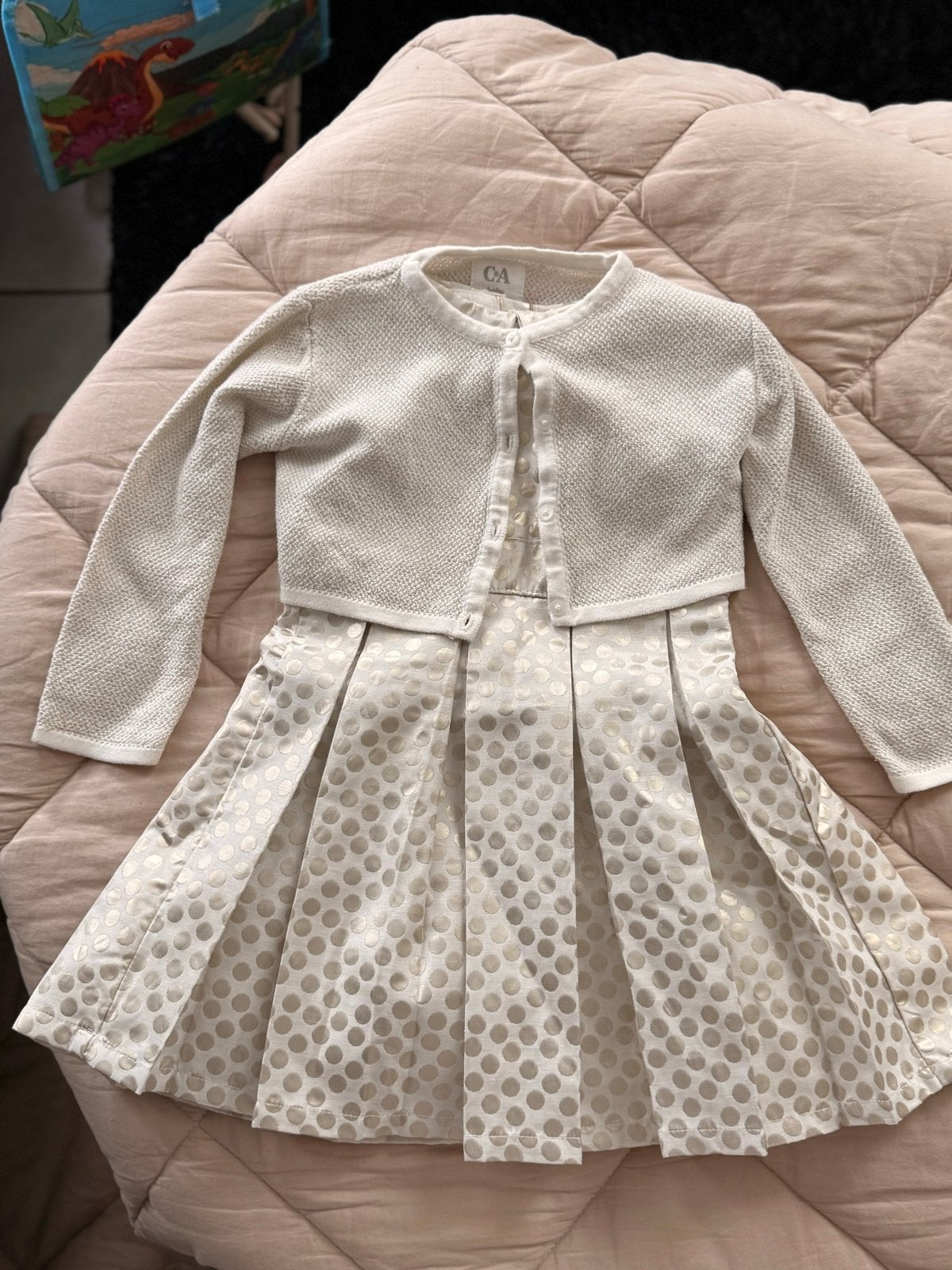 Feestelijke jurk met bolletjes en bolero van C&A maat 92, Ophalen of Verzenden, Zo goed als nieuw, Meisje