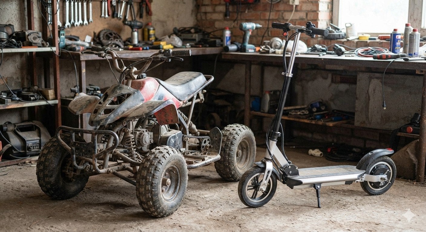 Gezocht voor project: Oude/kapotte elektrische step of quad, Ophalen, Gebruikt, Elektrische step (E-scooter)