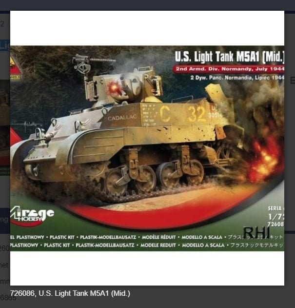 Bouwpakket Mirage-Hobby Mirage 726086, U.S. Light Tank M5A1, Tank, Italeri, 1:32 tot 1:50, Nieuw