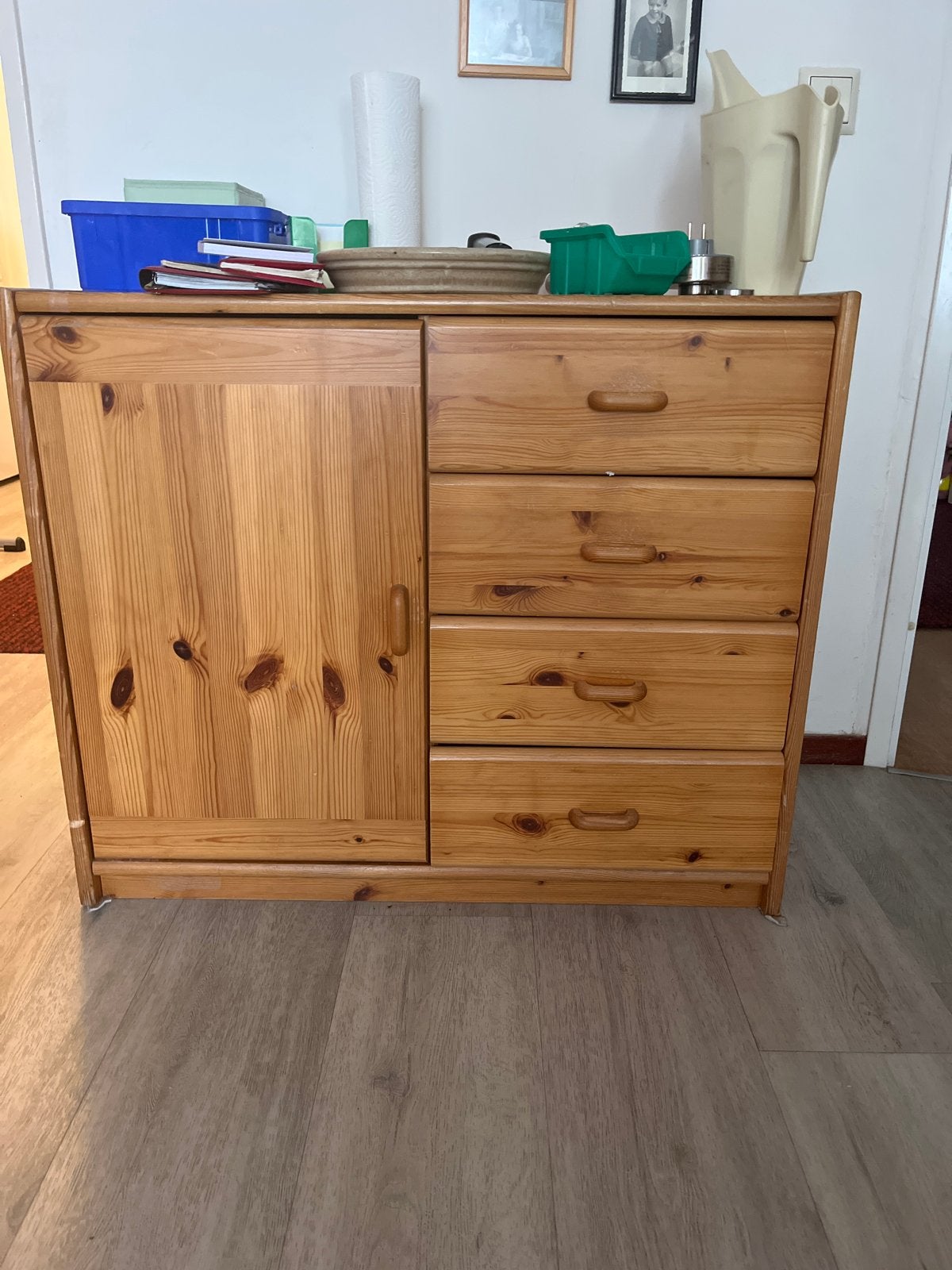 Grenen kastje met lades en deurtje, Huis en Inrichting, Ophalen, Gebruikt, 50 tot 100 cm, Met lade(s)