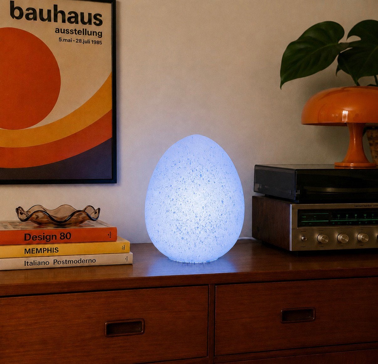 Vintage LampGustaf Egg tafellamp - Space Age, Huis en Inrichting, Blauw, Met schakelaar, Overige merken, 20 cm