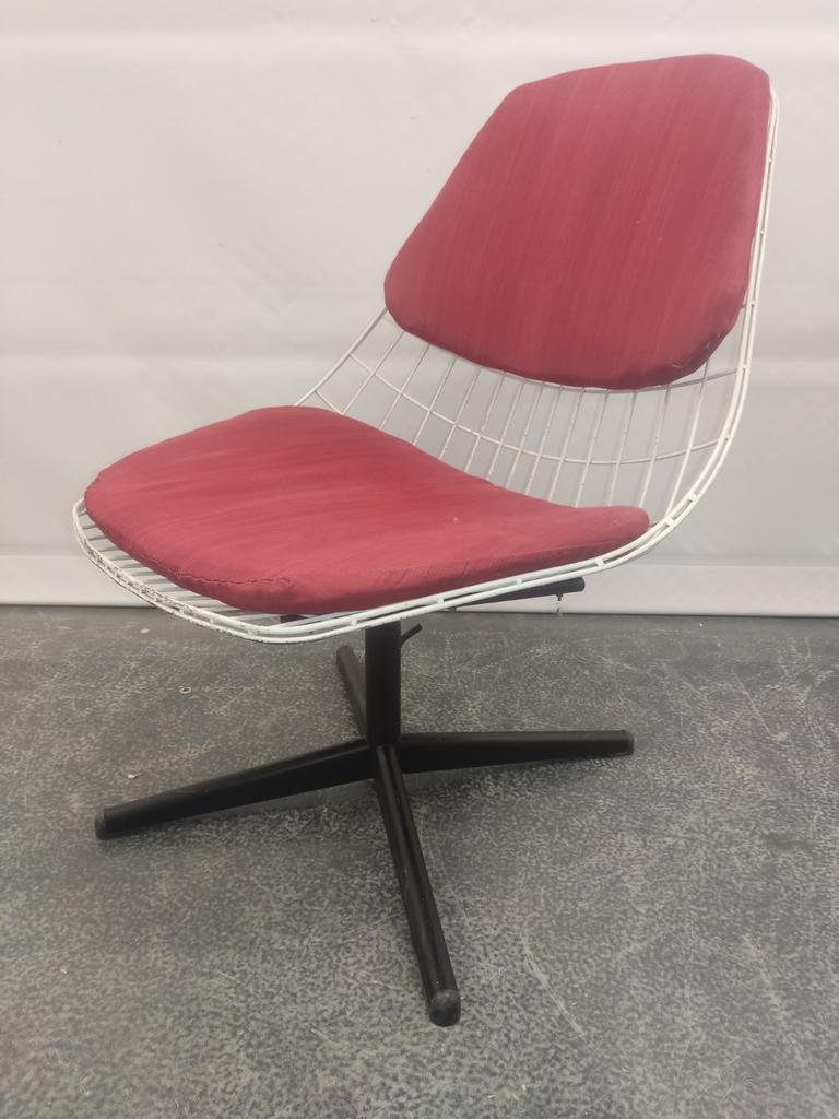 PASTOE fm25 vintage design draai stoel fauteuil draadframe, Ophalen, Gebruikt, Minder dan 75 cm, Stof
