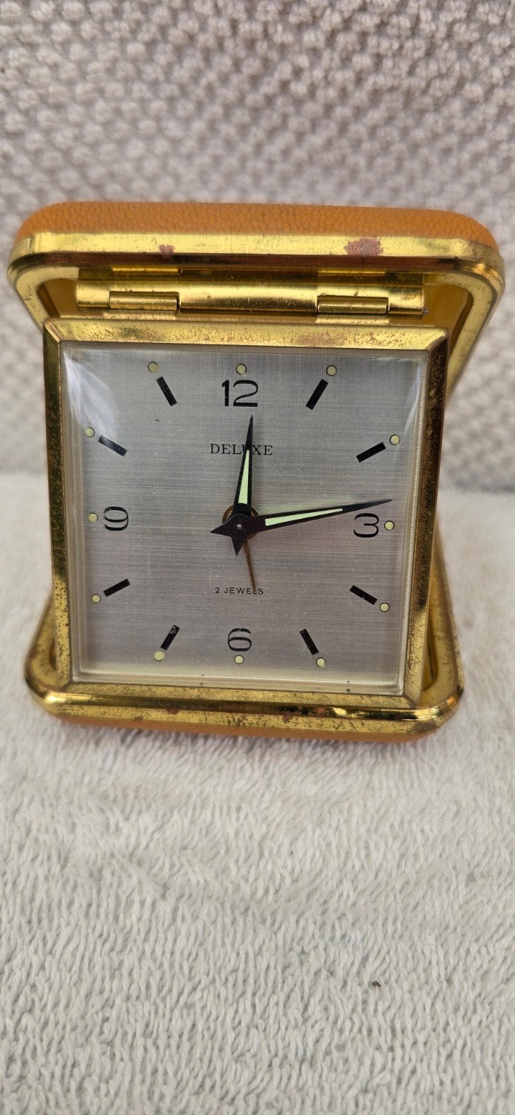 Vintage DELUXE reiswekker - 2 Jewels, Antiek en Kunst, Antiek | Klokken, Ophalen of Verzenden