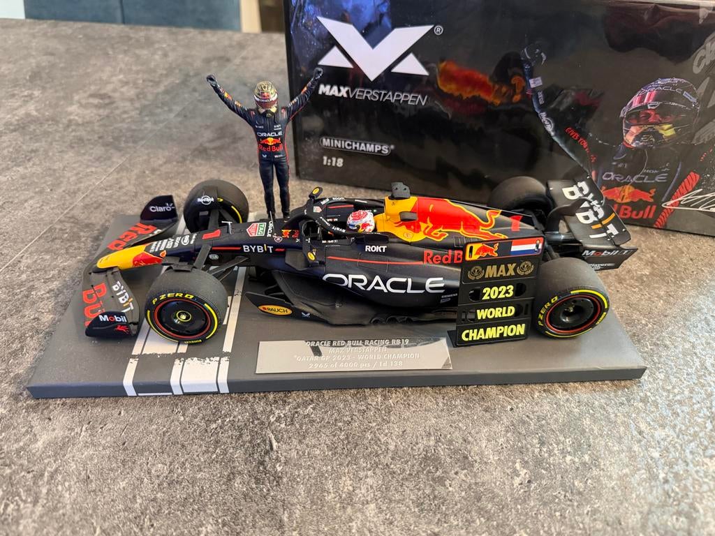 Max Verstappen 2023 WDC 1:18 Shop Edition Minichamps, Ophalen of Verzenden, Nieuw, Auto, MiniChamps