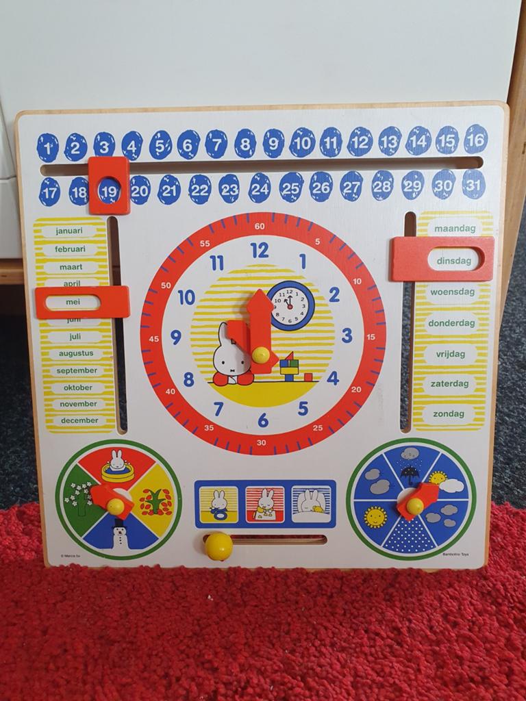 Houten leerklok en kalender Nijntje, Kinderen en Baby's, Speelgoed | Educatief en Creatief, Ophalen, Gebruikt, Taal en Lezen
