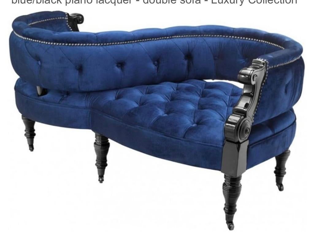 Eichholtz vis a vis bank navy blauw velvet tete a tete, Ophalen, Zo goed als nieuw, Overige typen